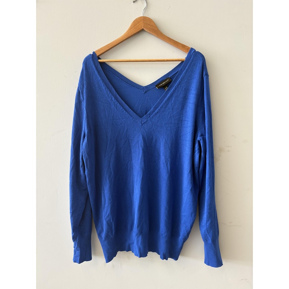 Lane Bryant Sweater Womens 18/20 Blue V Neck Long Sleeve Pullover Knit Plus Size